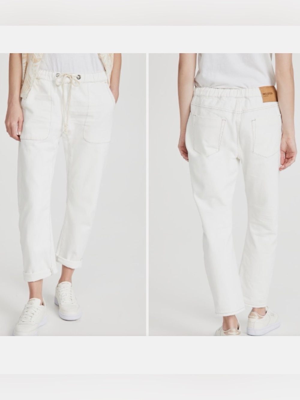 One Teaspoon Shabbies drawstring boyfriend jeans in white, size Large